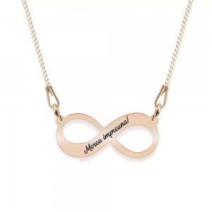 Colier argint infinit 20 mm - personalizata cu text - placat cu aur roz